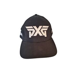 PXG Golf Hat Strap Back One Size Black Parsons Xtreme Raised Rubber Logo Cap